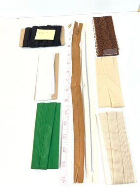 Mixed Craft Supply Bundle Lace Zippers & Bias Tape In Assorted Colors & Textures